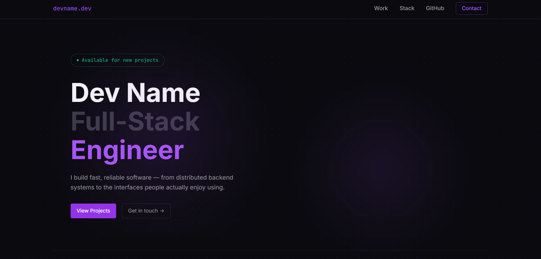 Web Developer Portfolio Layout